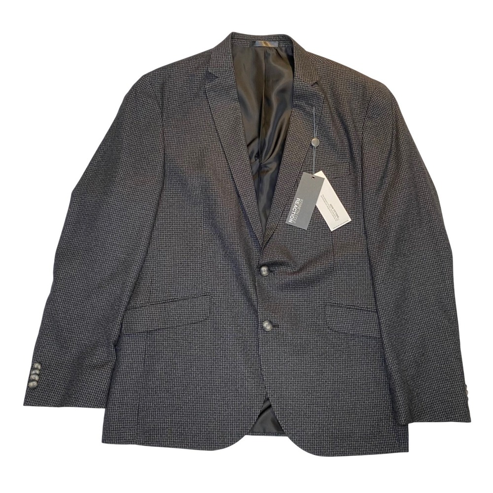 Kenneth Cole Reaction‎ Sport Coat Blazer 42R Gray Check 2 Button NWT